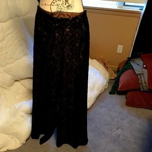Black lace wide leg pants